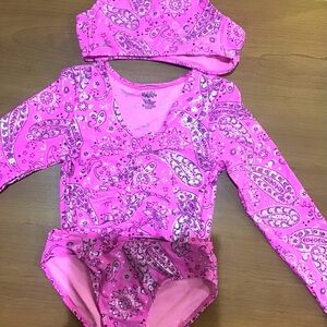 Pink Paisley Long Sleeve Swimsuit Set